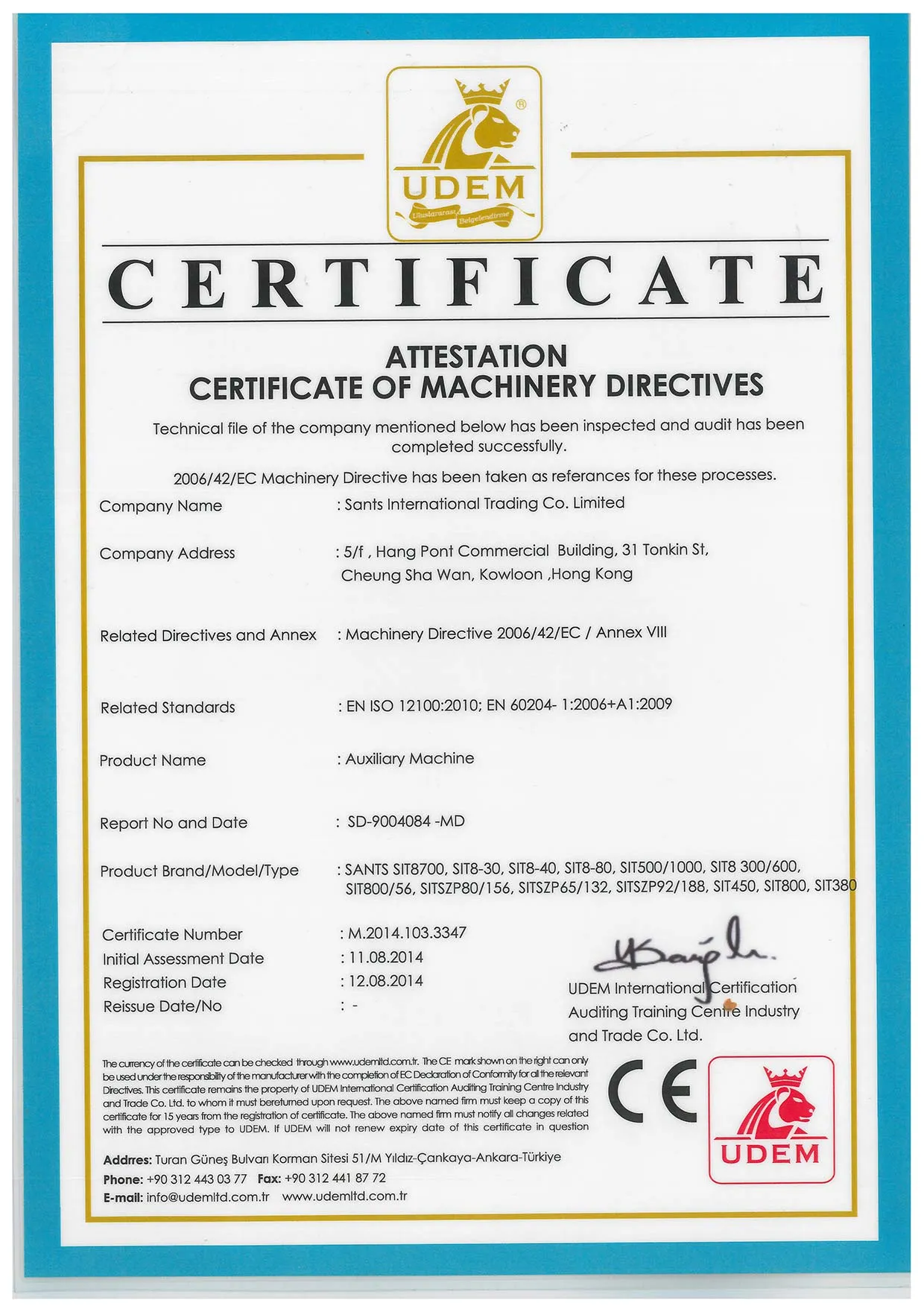Sants Group certification