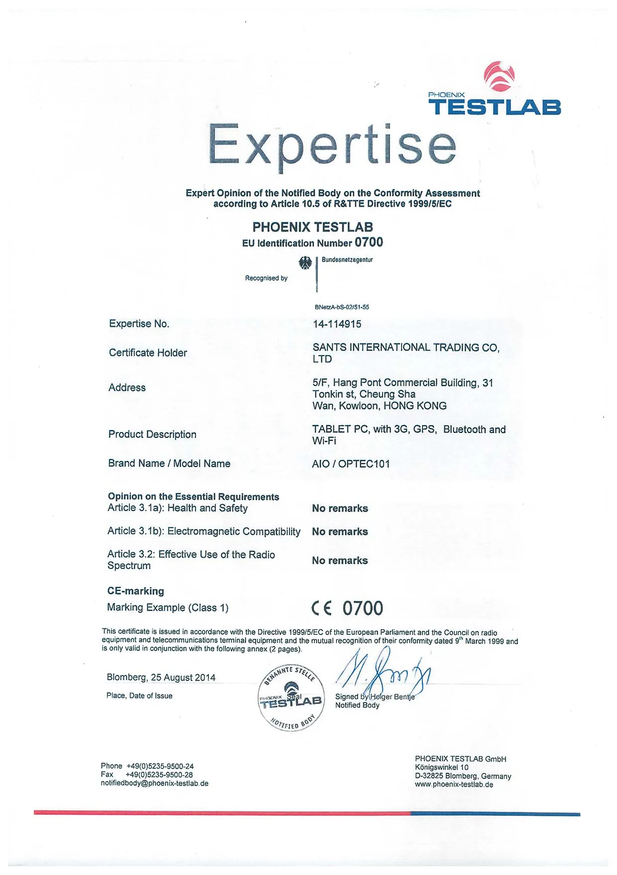 Sants Group certification